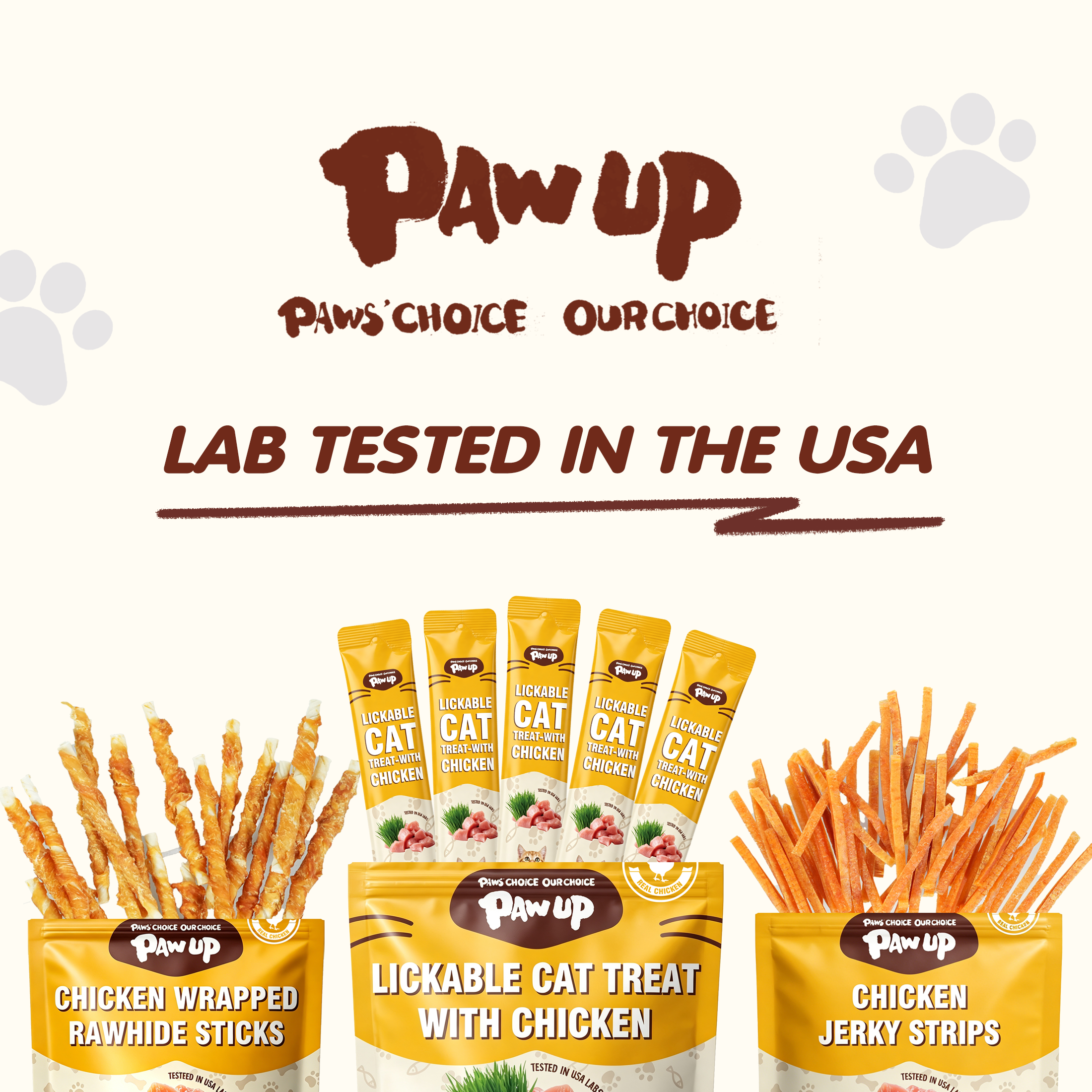 PAWUP Cat Treats Chicken Squeeze Up Puree Indoor Cat Treats for Hairball Control, Lickable Wet Treats with Cat Grass, Grain-Free Healthy Snacks for All Cats, 20 Count