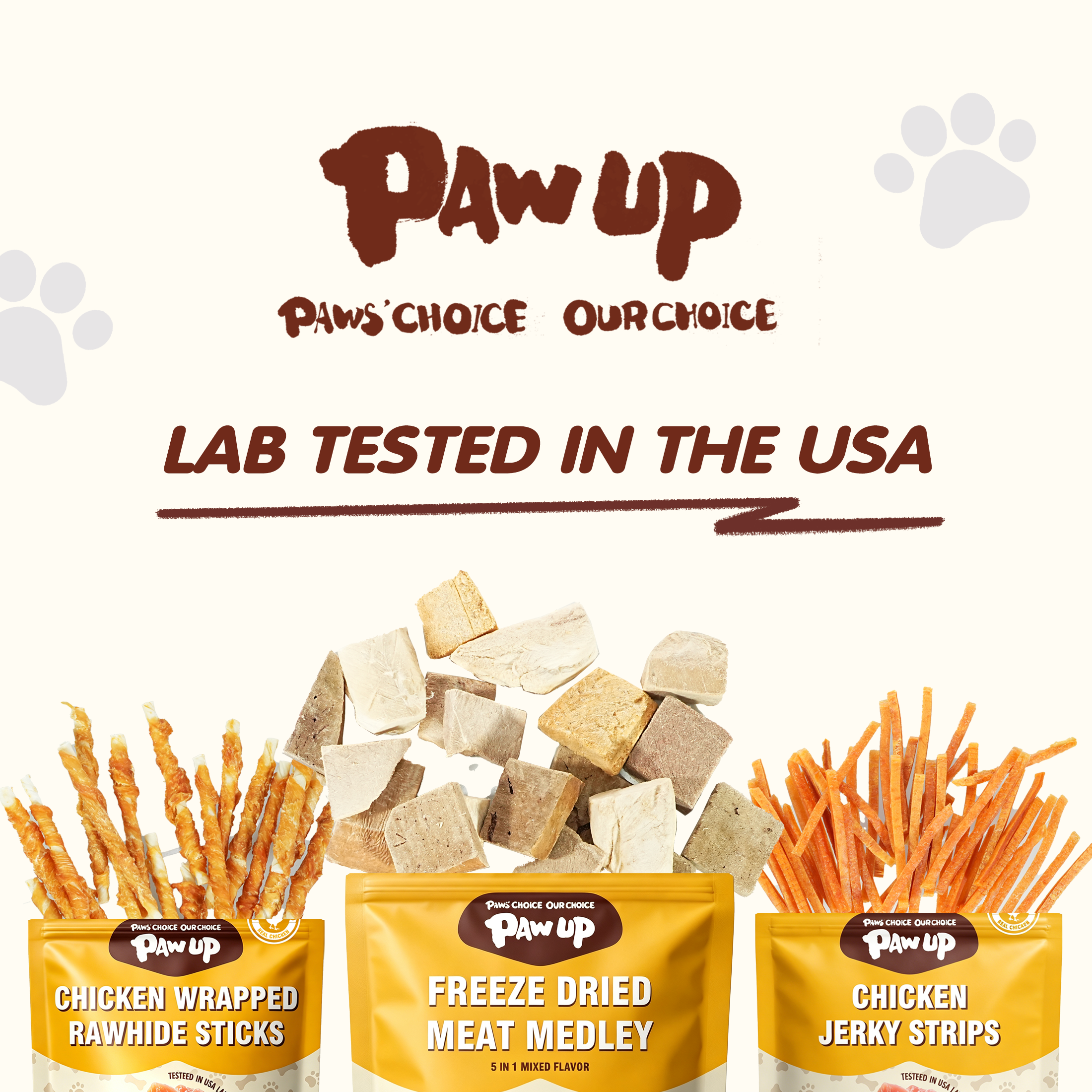 PAWUP Freeze Dried Dog Treats, Chicken, Duck, Beef, Beef Liver & Salmon, Single-Ingredient Variety Snack Pack for Small, Medium & Large Dogs, 2.5 oz Bag - Pawup