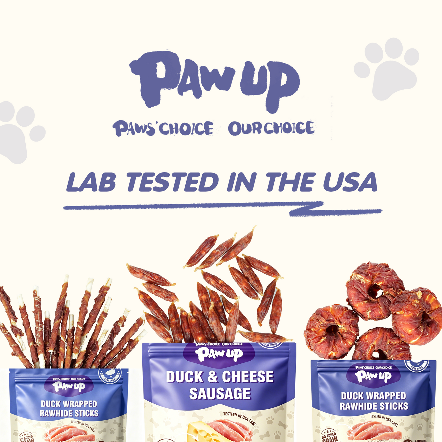PAWUP Duck Sausage with Cheese Dog Treats, Natural Dog Snacks for Small Medium Large Dogs, Training Treats for Dogs, 10.6oz
