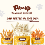 PAWUP Freeze Dried Cat Treats, Chicken Jerky, Single Ingredient Chewy Snack for Small, Medium & Large Cats, 1.5 oz Bag - Pawup