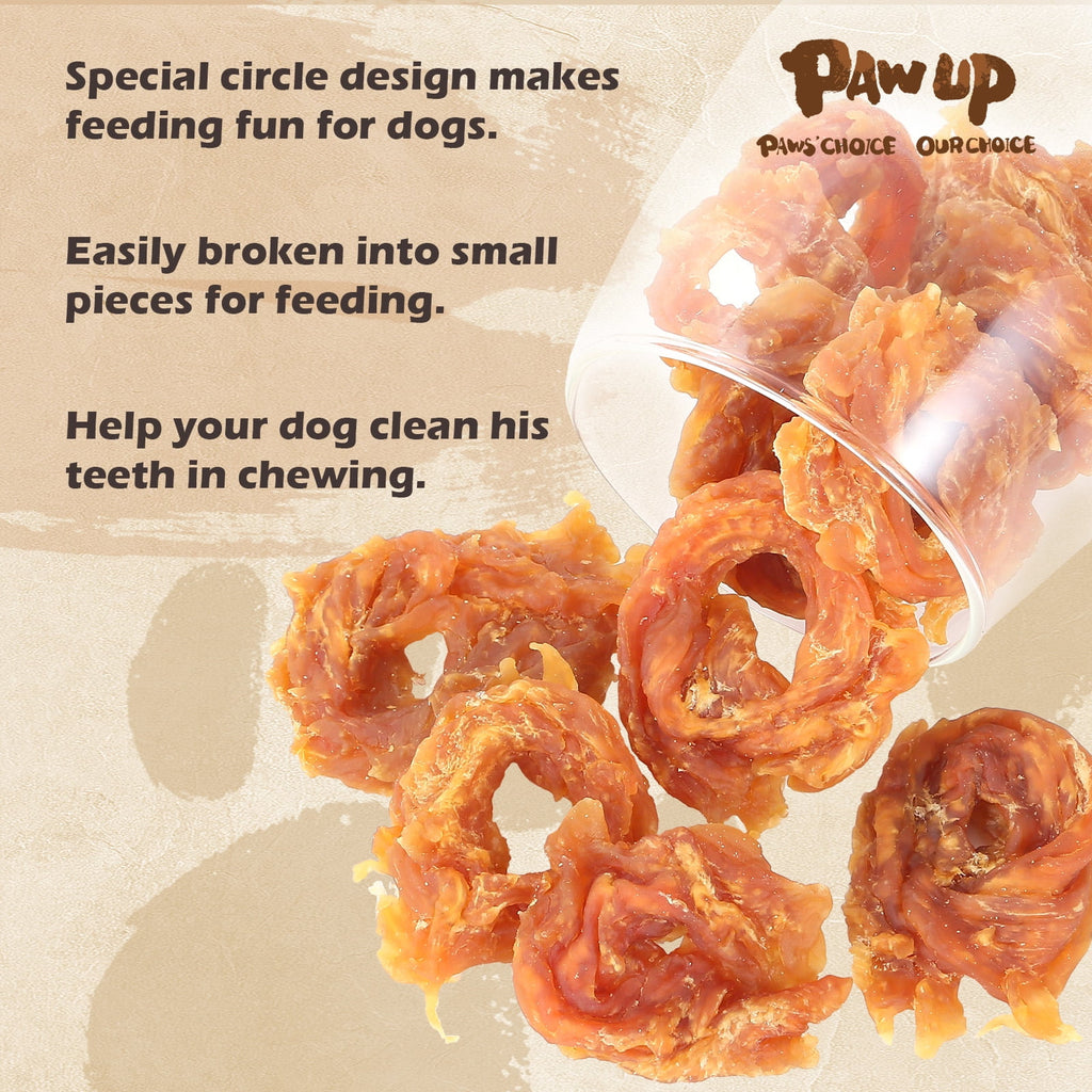 Chicken Jerky Rings Dog Treats, High Protein Chewy Snacks for Small Medium Large Dogs, Taurine Added, 10.6oz - Pawup