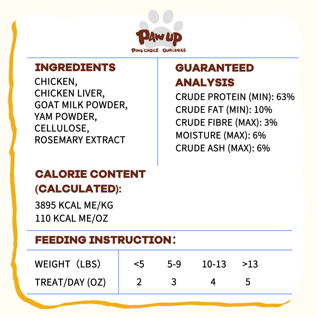 PAWUP Freeze Dried Dog Treats, Goat Milk Chicken and Liver Patties, High Protein Probiotic Snack for Small, Medium & Large Dogs, 2.5 oz Bag - Pawup