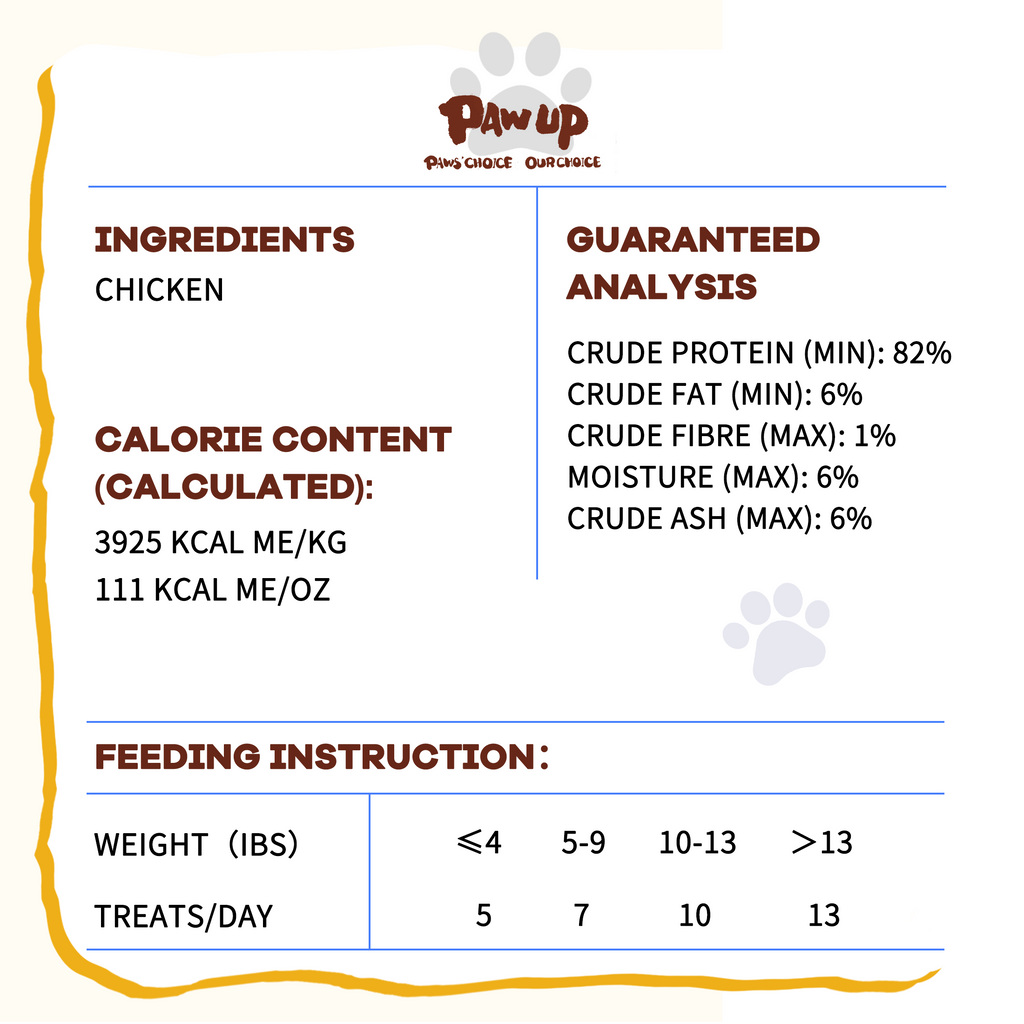 PAWUP Freeze Dried Cat Treats, Chicken Jerky, Single Ingredient Chewy Snack for Small, Medium & Large Cats, 1.5 oz Bag - Pawup