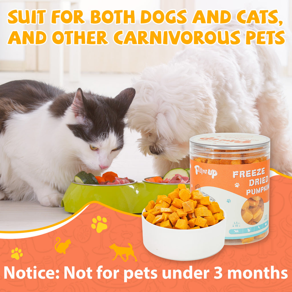 Freeze-Dried Pumpkin Treats for Dogs & Cats, High-Fiber Single-Ingredient Snacks, 1.58 oz - Pawup