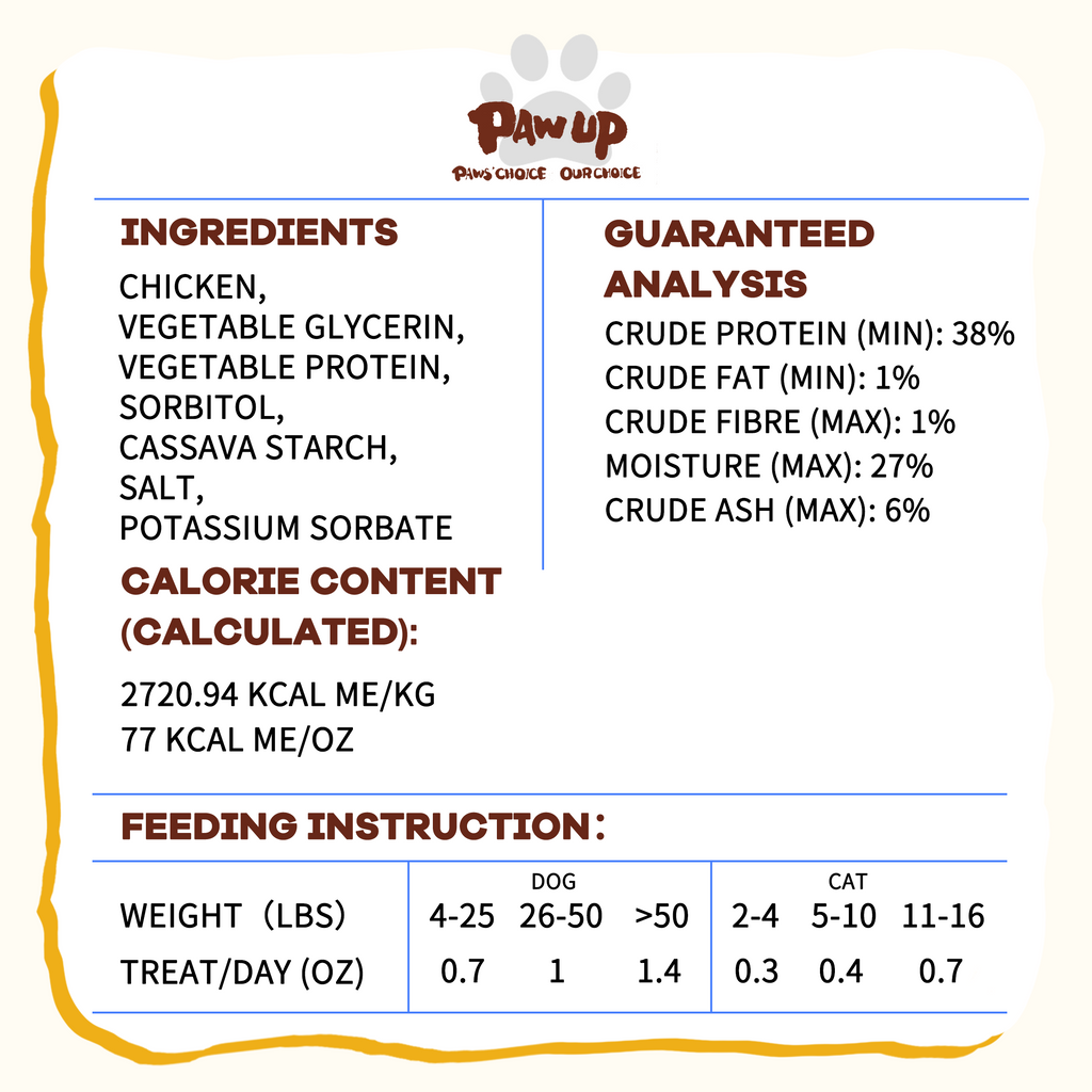 PAWUP Chicken Jerky Dog & Cat Treats, High Protein Treats for Small Medium Large Dogs & Cats, 10.6oz