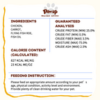 PAWUP Steamed Chicken Wet Food Tooper Dog & Cat Treat - Only 4 Ingredients, Skin & Coat Support, Low Fat Soft Wet Treats for Puppies, Kittens & Senior Pets, 8 Count, 8.5 oz Bag