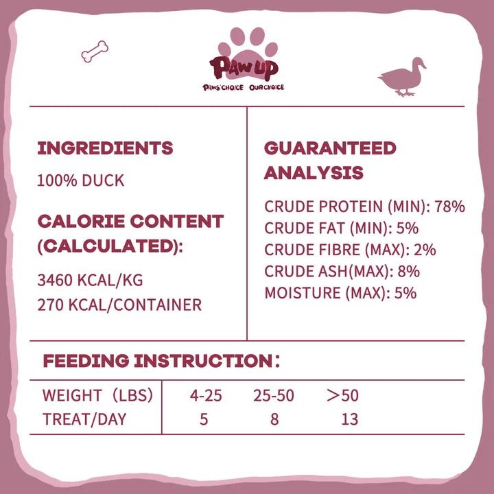 PAWUP Freeze Dried Duck Treats for Cats Dogs, Rawhide Free Freeze-Dried Raw Food Topper, High Protein, Gluten&Grain Free, 2.1oz - Pawup