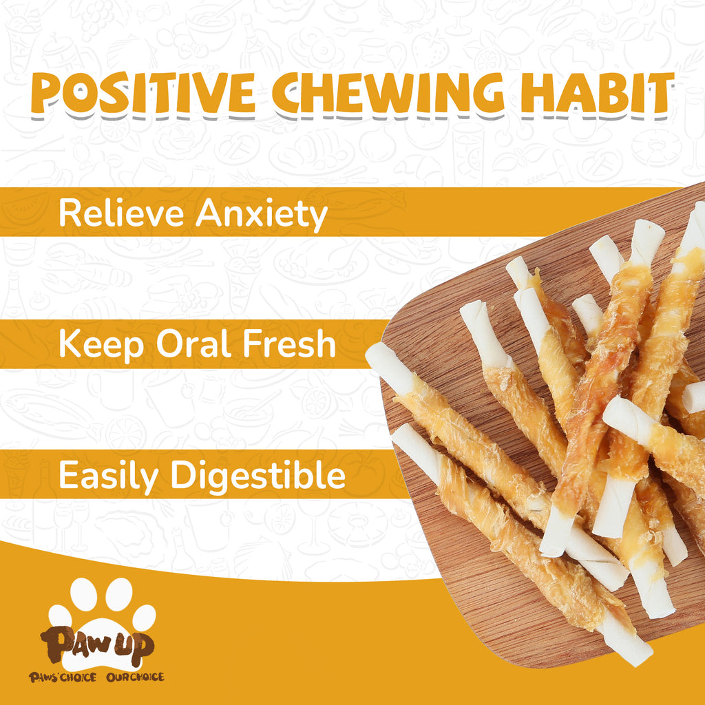 Chicken Wrapped Rawhide Sticks for Teeth Cleaning, Taurine Added 24oz - Pawup