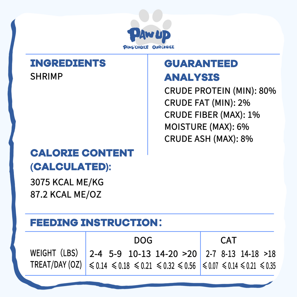 PAWUP Freeze Dried Dog Treats, 100% Shrimp, Omega-3 Rich Snack for Small, Medium & Large Dogs & Cats, 1.5 oz Bag - Pawup