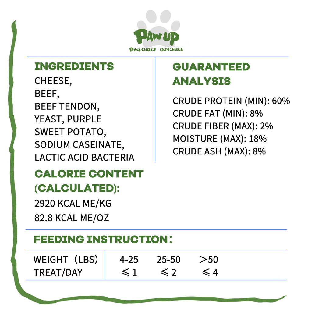 PAWUP Dog Treats Cheese Beef Dental Chews for Small, Medium & Large Dogs, 12.4 oz Bag