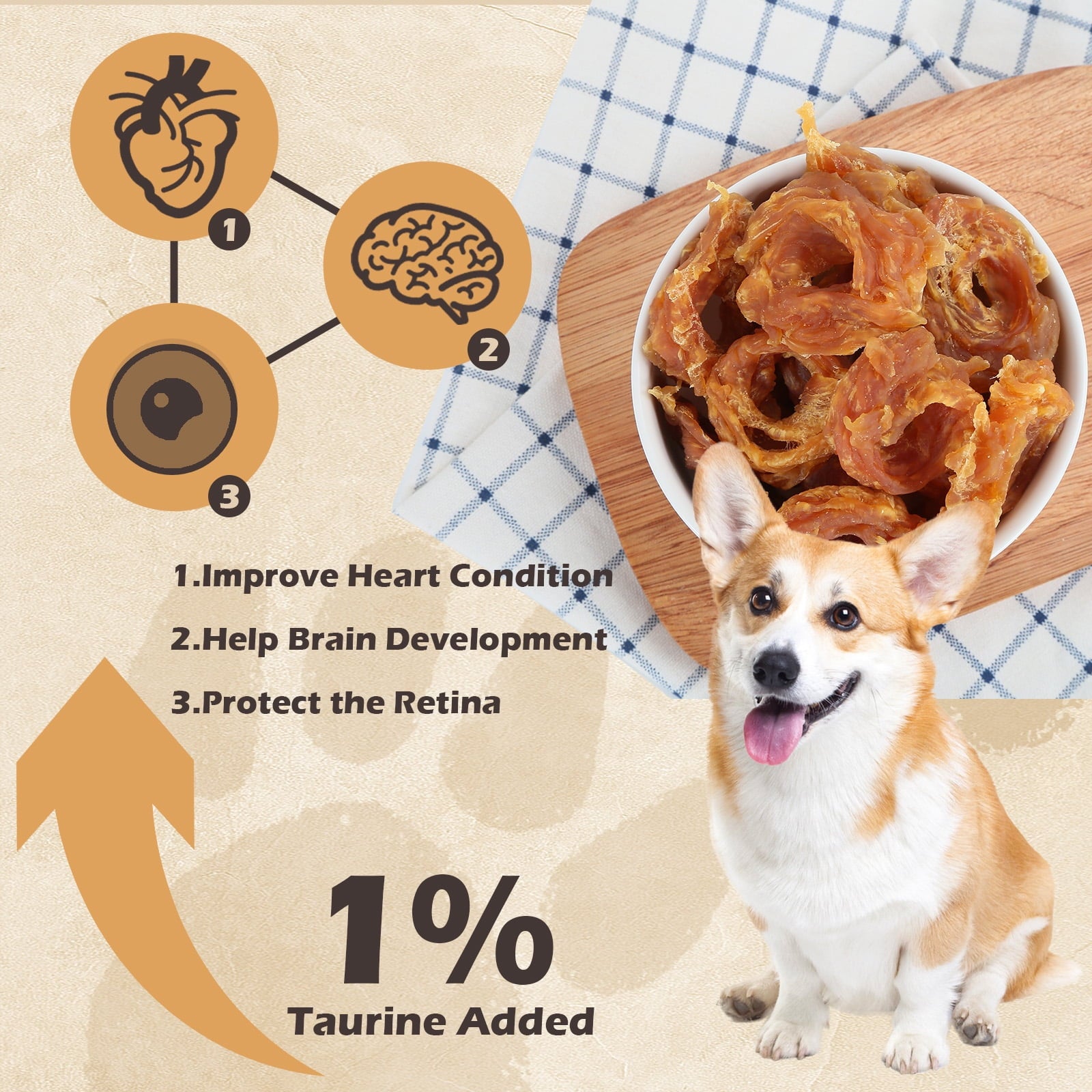 Chicken Jerky Rings Dog Treats, High Protein Chewy Snacks for Small Medium Large Dogs, Taurine Added, 10.6oz - Pawup
