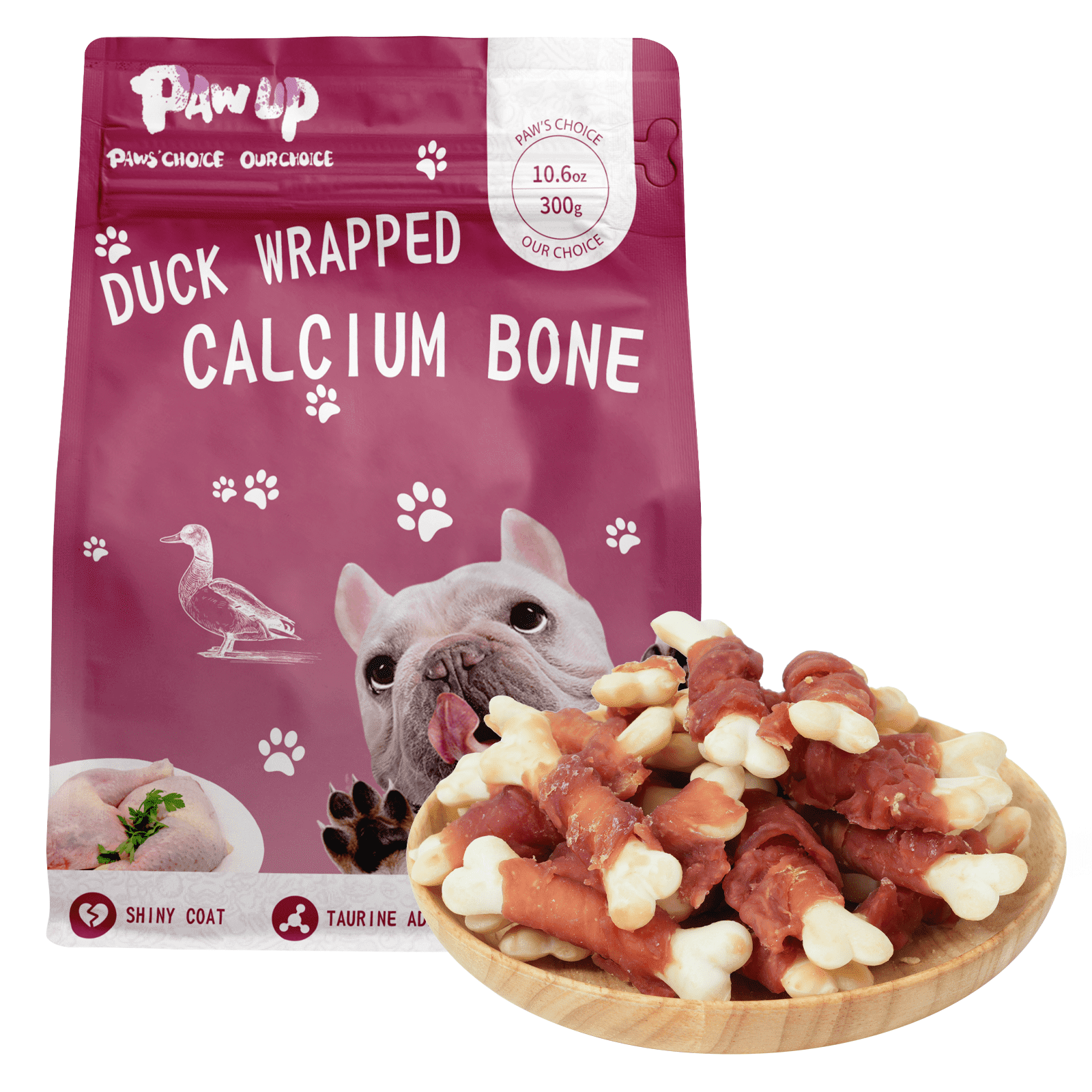 Duck Wrapped Calcium Bone Dog Treats, Rawhide-Free High-Protein Chews for Puppies & Small Dogs, 10.6 oz - Pawup