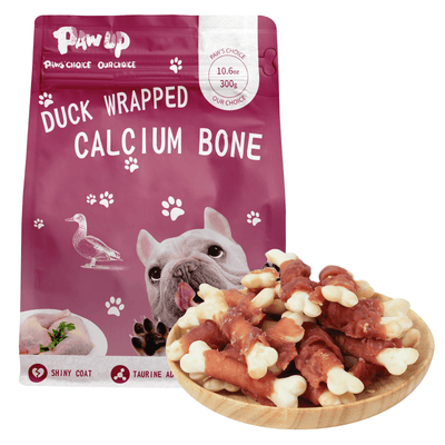 Duck Wrapped Calcium Bone Dog Treats, Rawhide-Free High-Protein Chews for Puppies & Small Dogs, 10.6 oz - Pawup