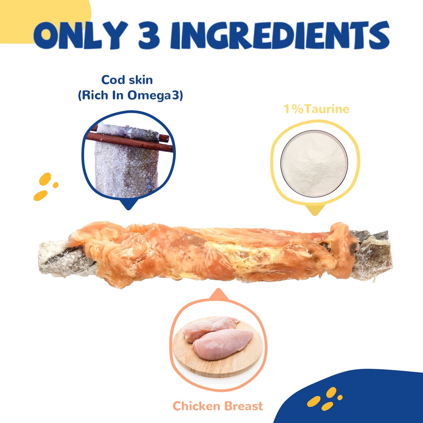 Chicken Wrapped Cod Skin Dog Treats, Rawhide-Free High-Protein Chews for Dogs, 11 oz - Pawup
