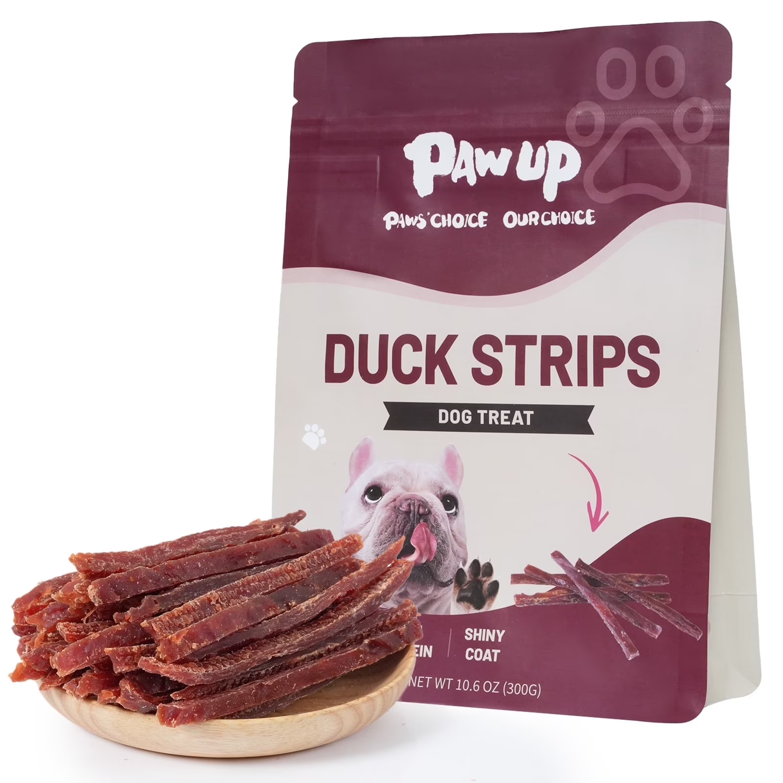 PAWUP Duck Jerky Strips Dog Treats, Natural Healthy, 99% Duck Breast with Taurine, High Protein Training Treats for Small Medium Large Dogs, 10.6oz - Pawup