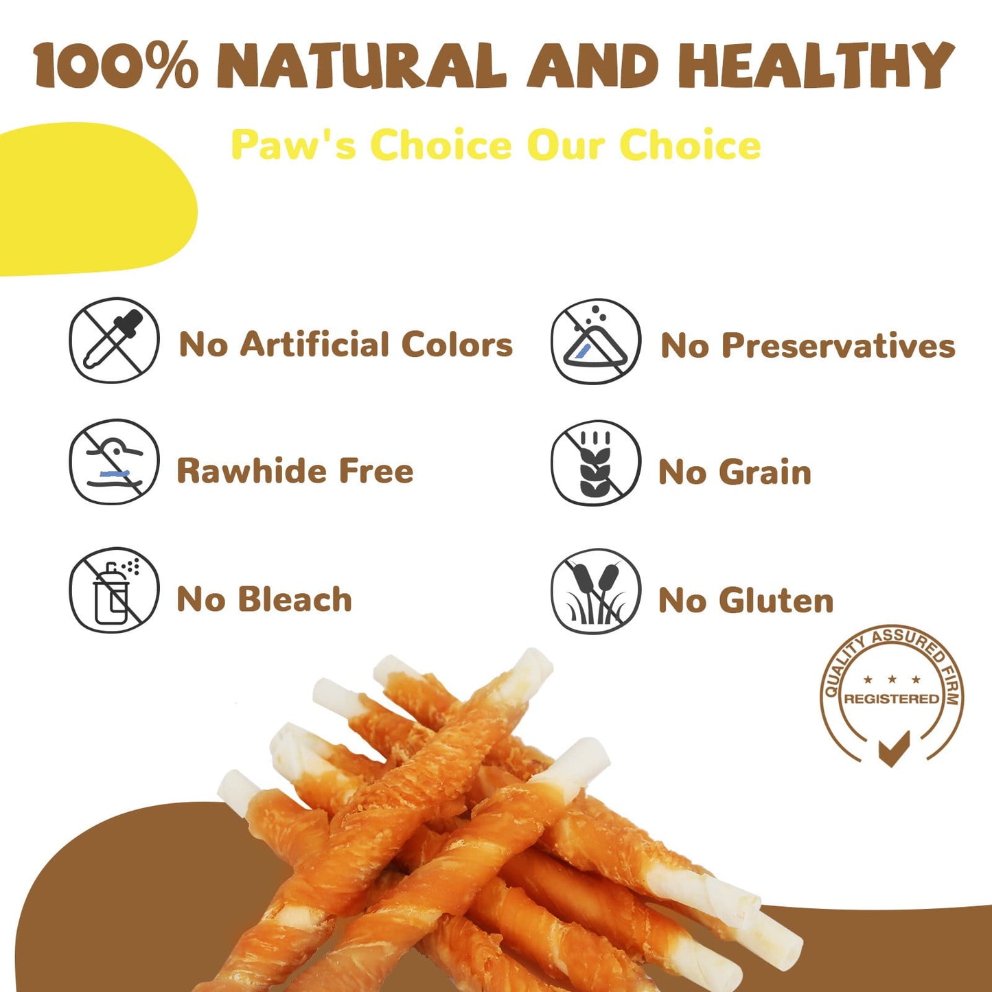 Chicken Wrapped Rawhide Stick Dog Treats, Long-Lasting Chews for Dogs, 10.4 oz - Pawup