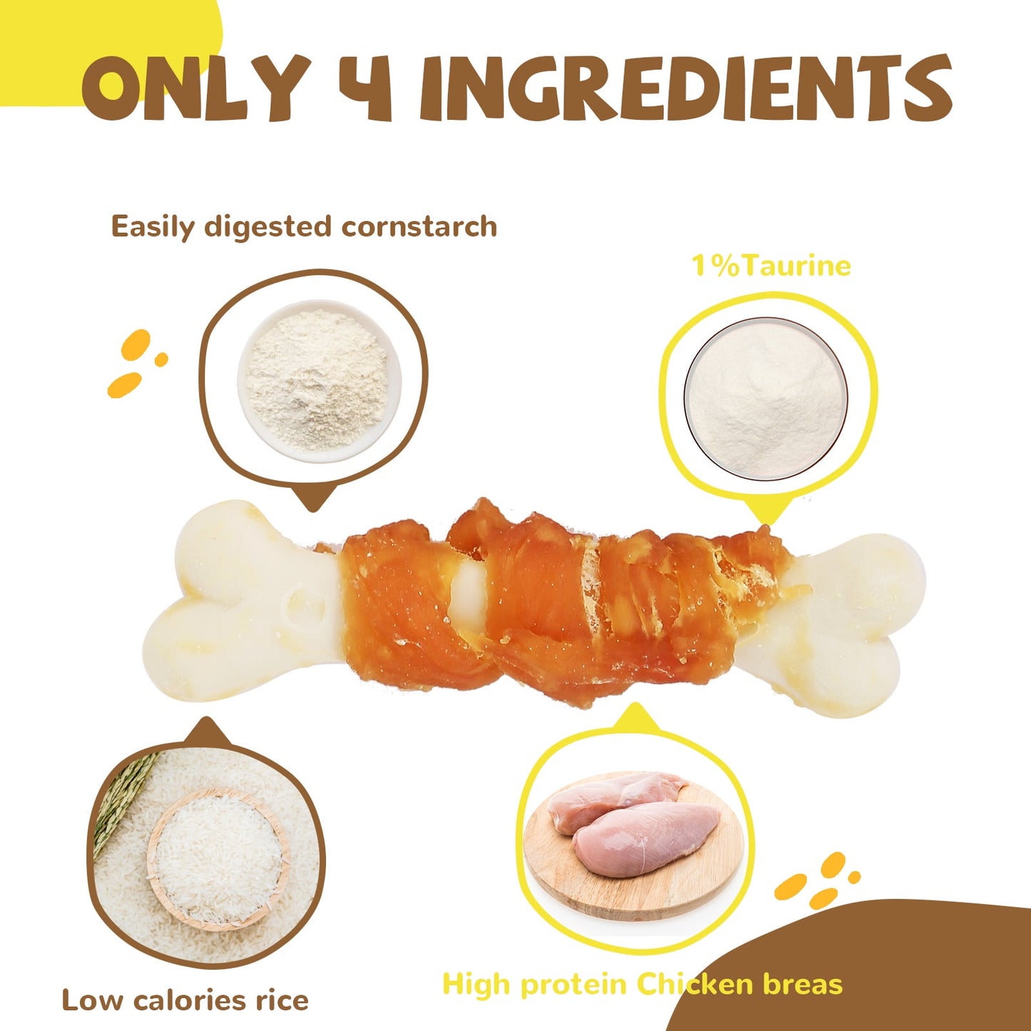 Chicken Wrapped Calcium Bone, Rawhide Free Dog Chews, Training Treats for Dogs, 10.4oz - Pawup
