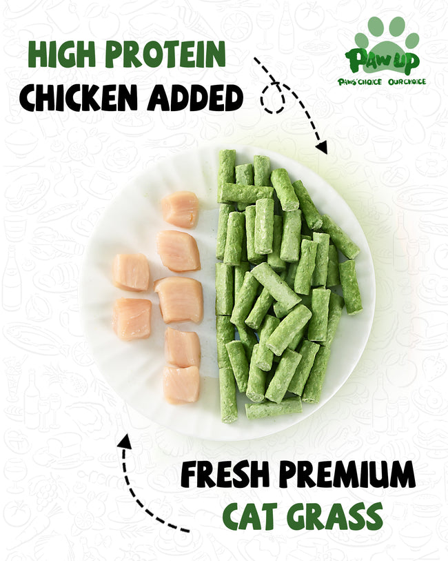 Freeze Dried Chicken Cat Treats, Cat Grass Added,Hairball Care & Digestive Support, 3.8oz Main Image
