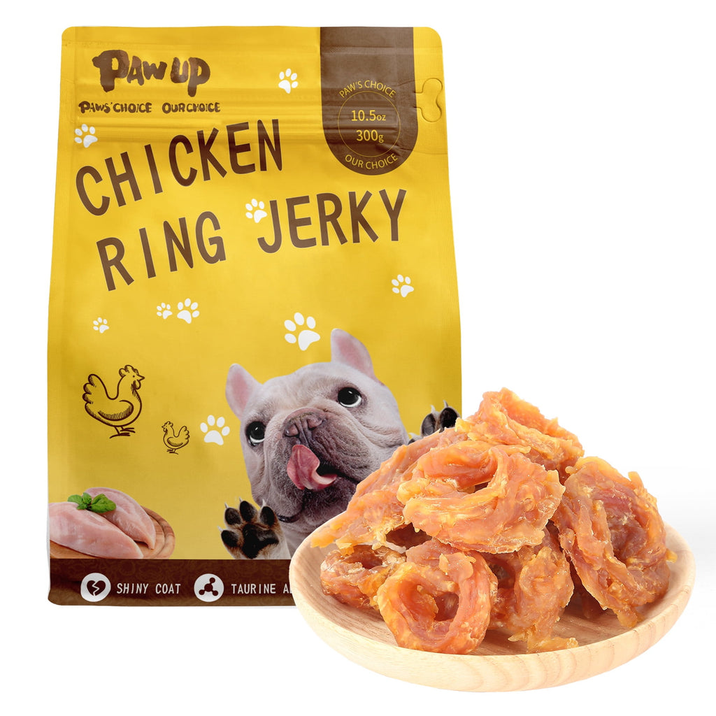 Chicken Jerky Rings Dog Treats, High Protein Chewy Snacks for Small Medium Large Dogs, Taurine Added, 10.6oz - Pawup