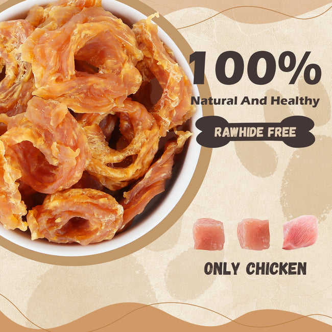 Chicken Jerky Rings Dog Treats, High Protein Chewy Snacks for Small Medium Large Dogs, Taurine Added, 10.6oz Main Image