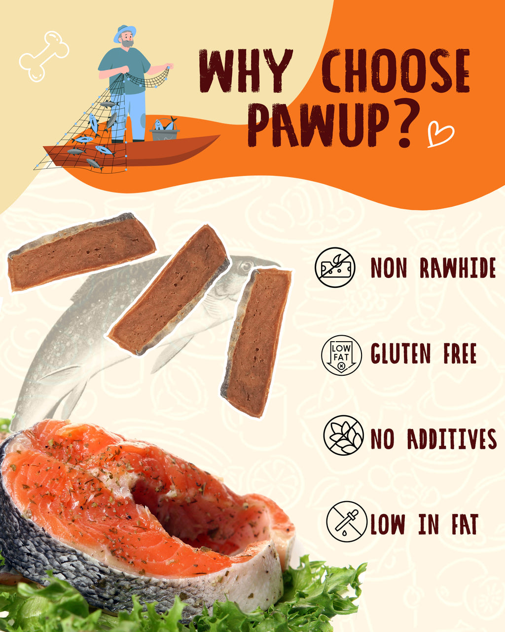 Smoked Salmon Fillet Jerky with Omega 3–6  for Dogs,12.5 oz - Pawup