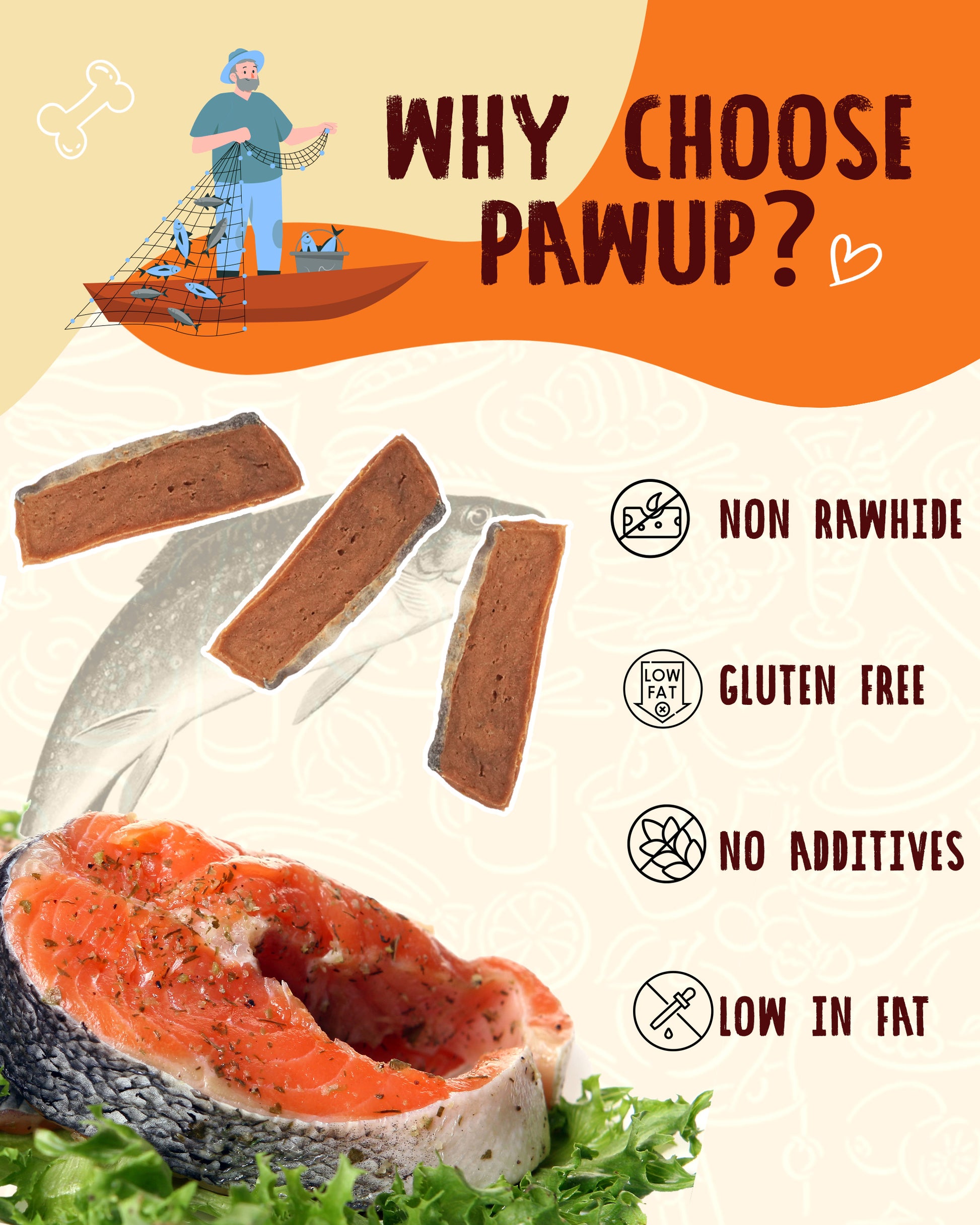 Smoked Salmon Fillet Jerky with Omega 3–6  for Dogs,12.5 oz - Pawup