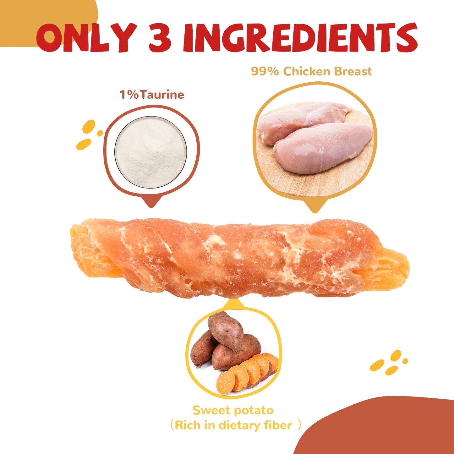 Chicken Wrapped Sweet Potato Dog Treats, Low Fat, Natural Sweet Potato Chews for Dogs, 10.4oz - Pawup