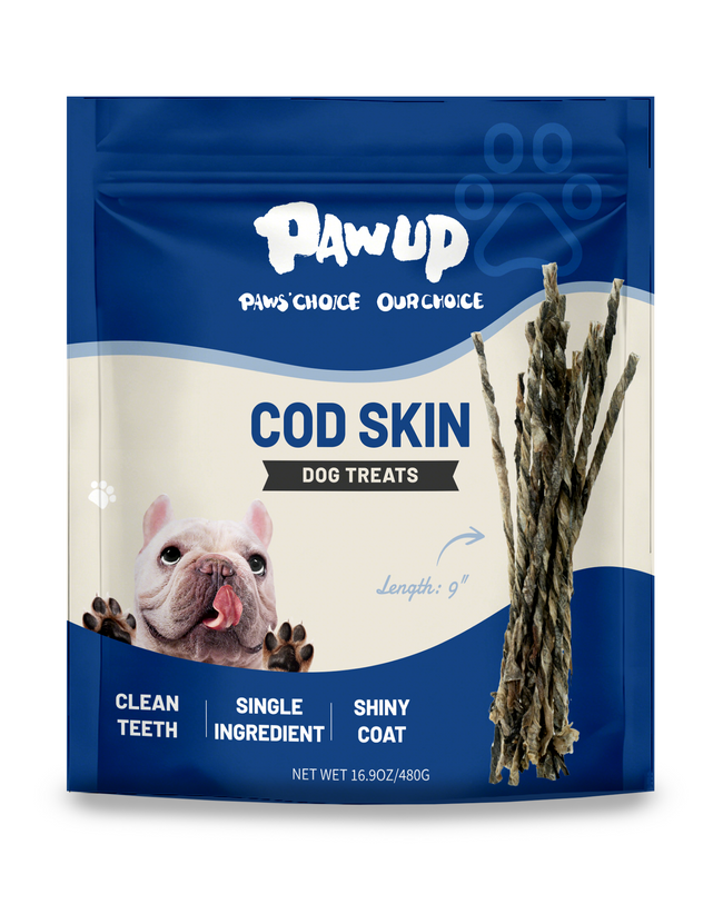 PAWUP Cod Skin Strips Dog Treats, Natural Fish Skin Chews, Omega-3 Rich for Skin & Coat Health, Single Ingredient Dog Snacks for Small & Medium Dogs, 16 oz Main Image