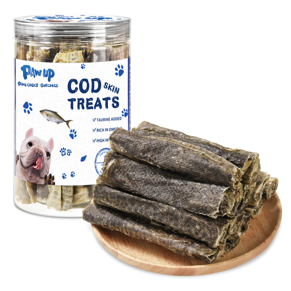 Cod Skins Dog Treat, Chew Fish Skins Rolls, 8 oz - Pawup
