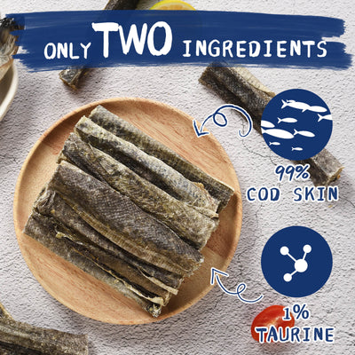 Cod Skins Dog Treat, Chew Fish Skins Rolls, 8 oz - Pawup