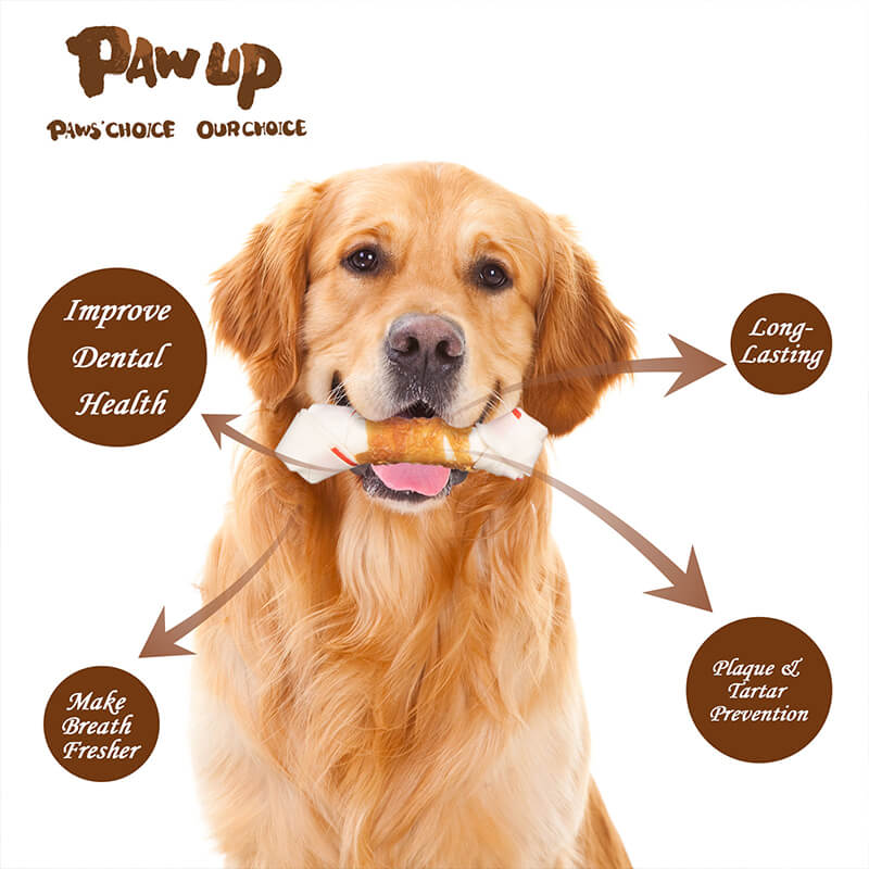 Chicken Wrapped Rawhide Dog Treats Bones, 10.5 oz - Pawup
