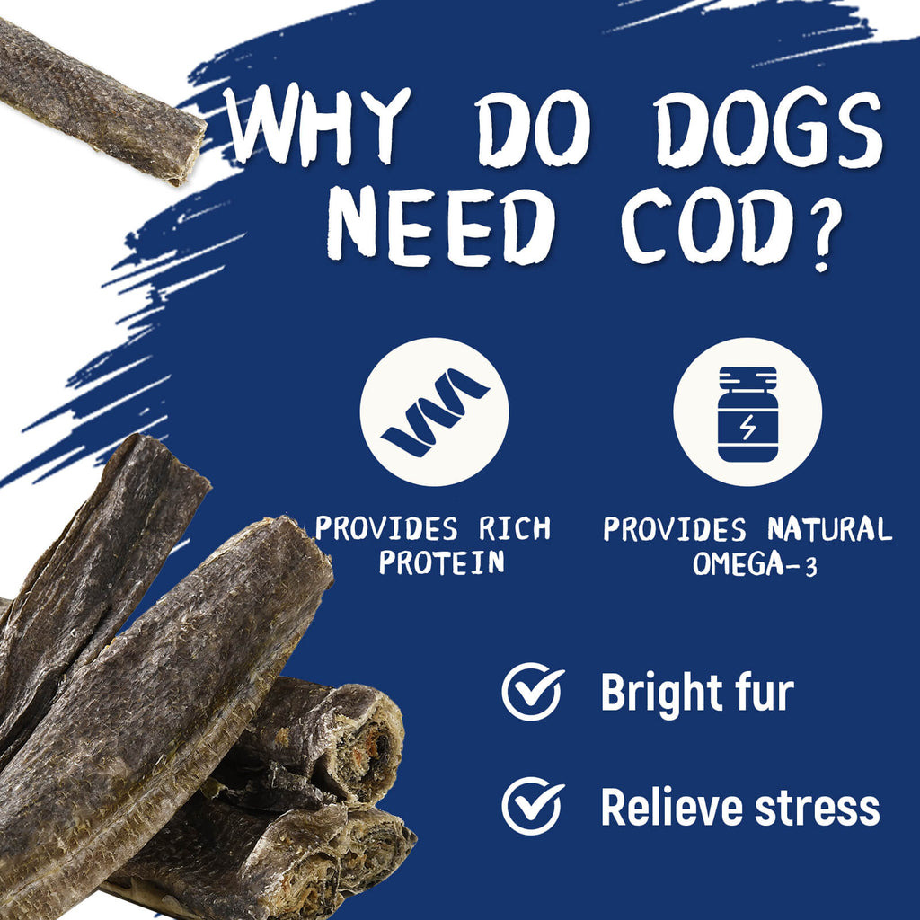 Cod Skins Dog Treat, Chew Fish Skins Rolls, 8 oz - Pawup